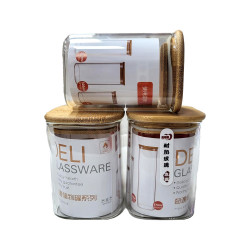 Комплект буркани за съхранение – 3 броя с дървени капачки