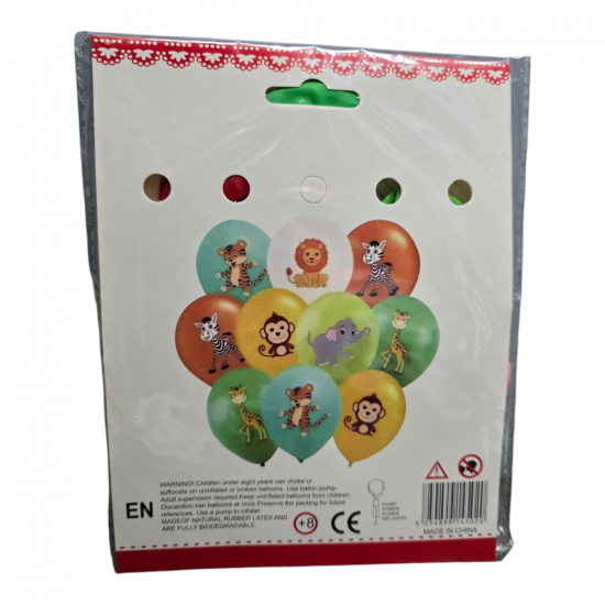 Балони х10 шарени- усмивки- животни