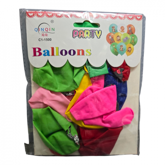 Балони х10 шарени- усмивки- животни